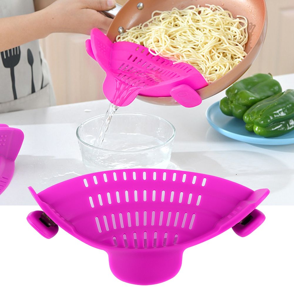 Silicone Clip On Pot Strainer Kitchen Filter Colanders for Noodles Vegetables