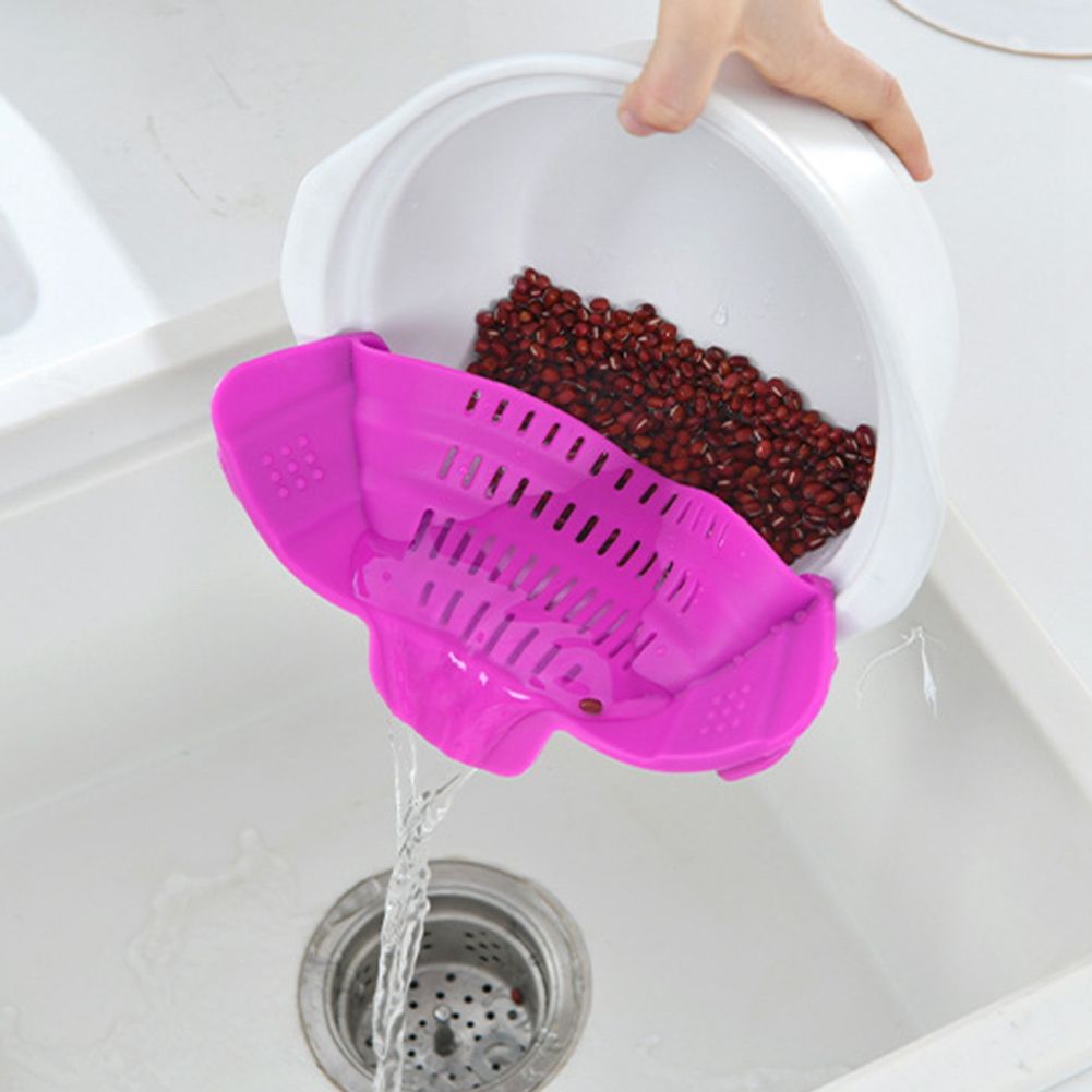 Silicone Clip On Pot Strainer Kitchen Filter Colanders for Noodles Vegetables view 3