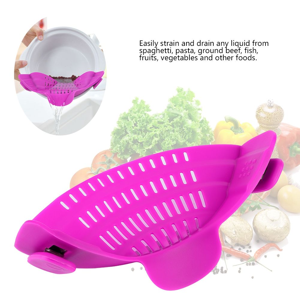 Silicone Clip On Pot Strainer Kitchen Filter Colanders for Noodles Vegetables view 7