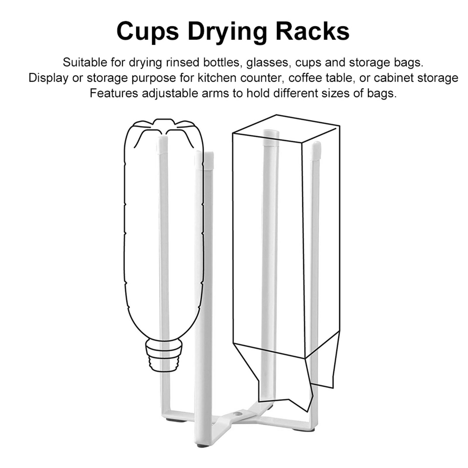 Multifunctional Kitchen Stand Holder for Plastic Bags Bottles Cups Drying view 8