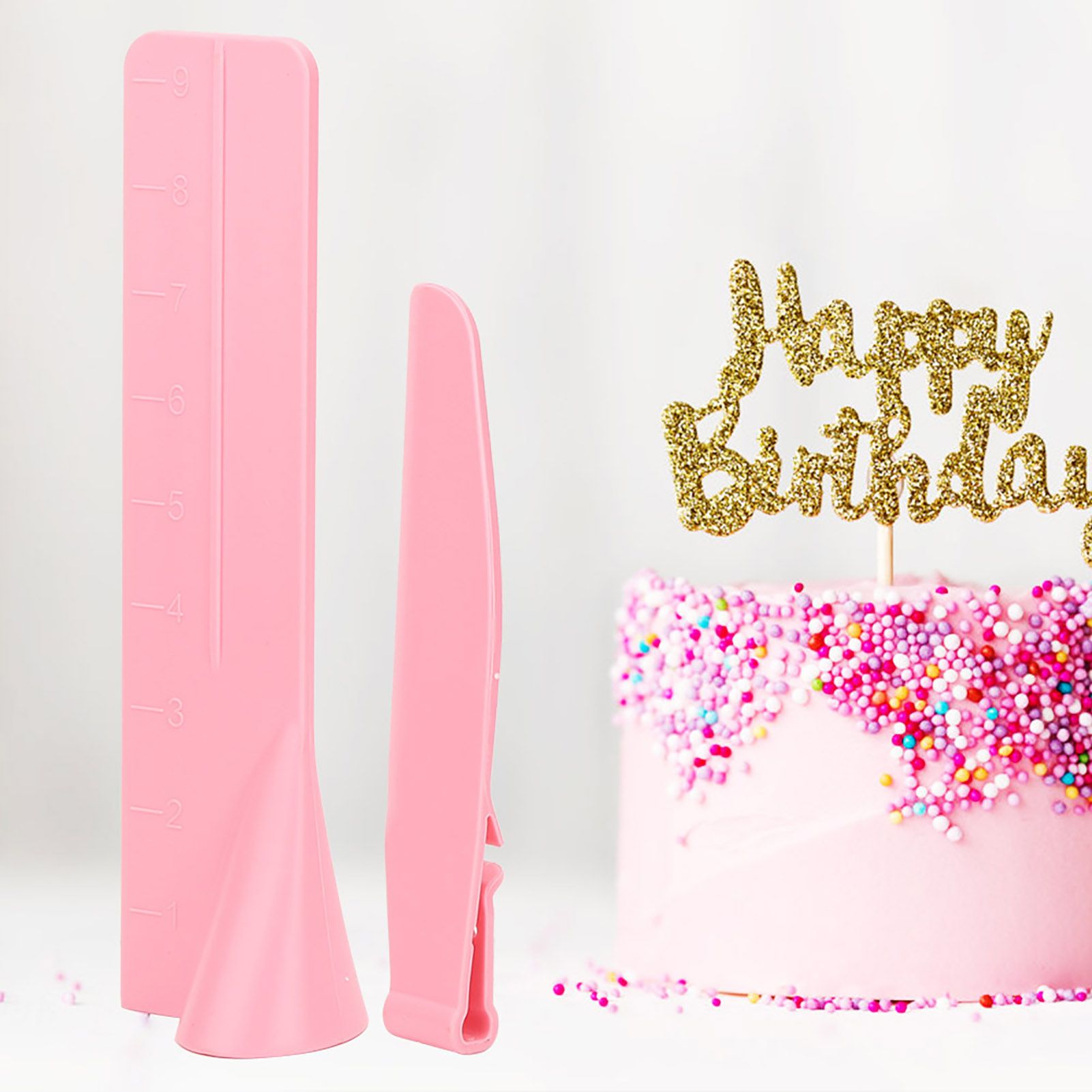 1 Set of Adjustable Height Cream Scraper Cake Gauge with Scale Kitchen view 6