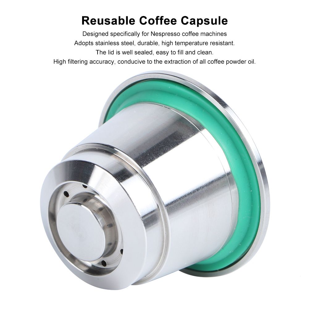 Stainless Steel Reusable Coffee Capsule Cup Kit Fit for Nespresso Coffee view 8