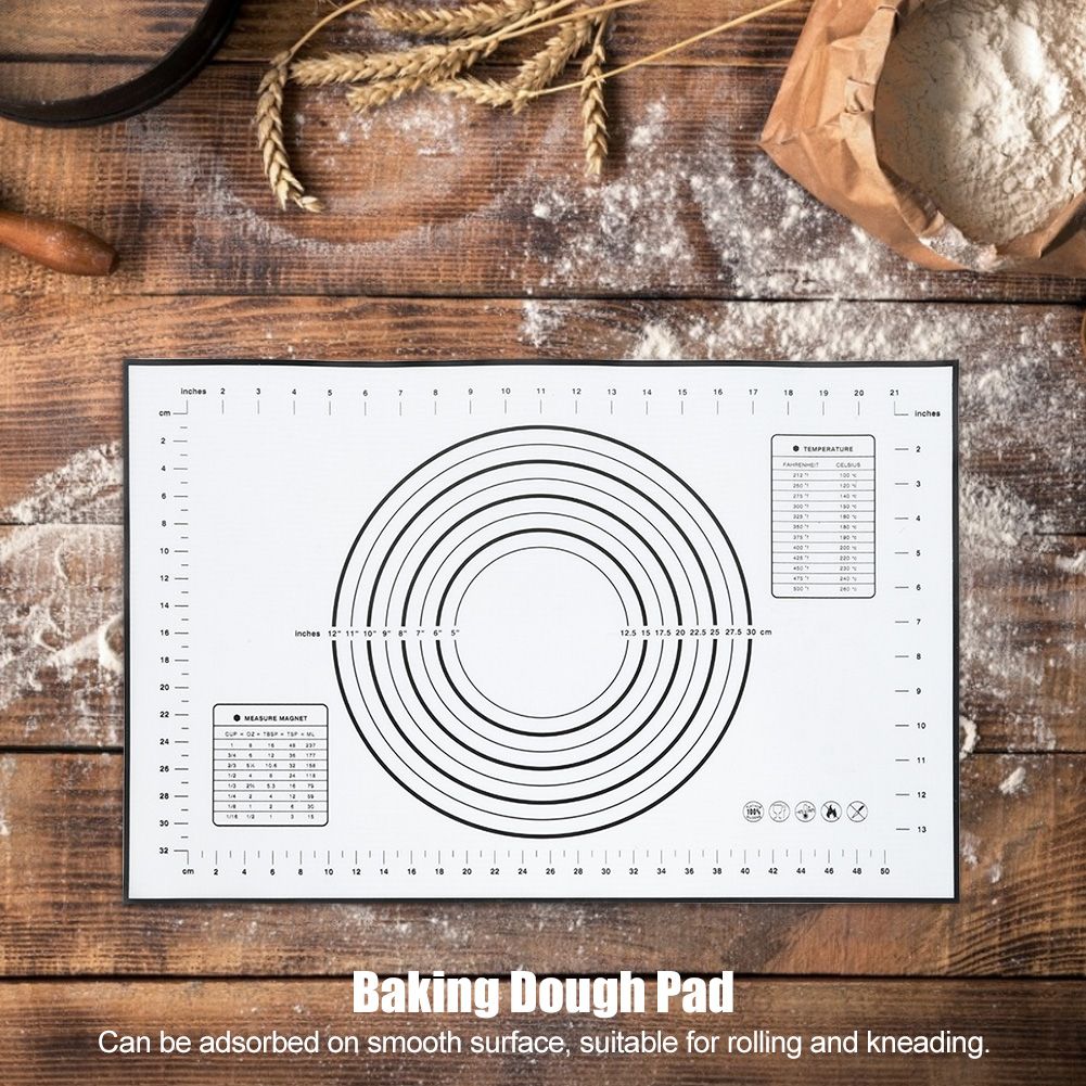 60x40cm Black Silicone Rolling Kneading Dough Mat with Scales Kitchen Baking Tools view 7