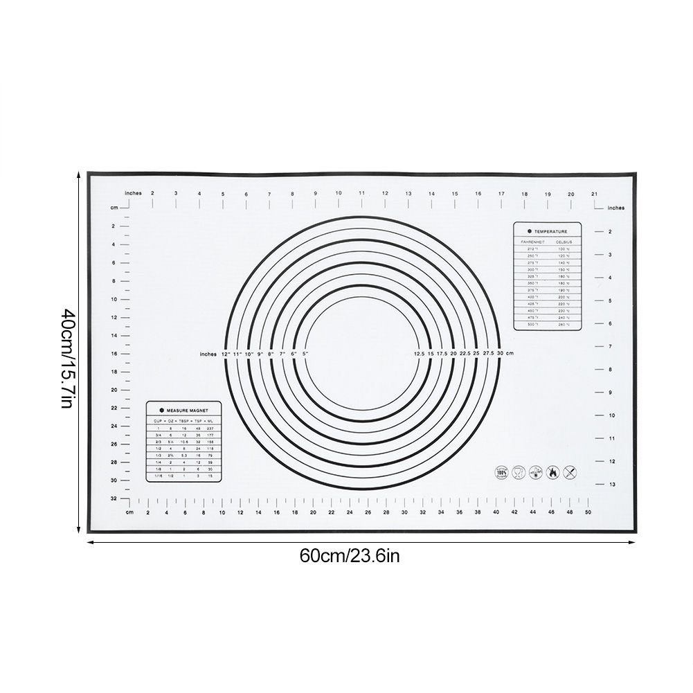 60x40cm Black Silicone Rolling Kneading Dough Mat with Scales Kitchen Baking Tools view 8