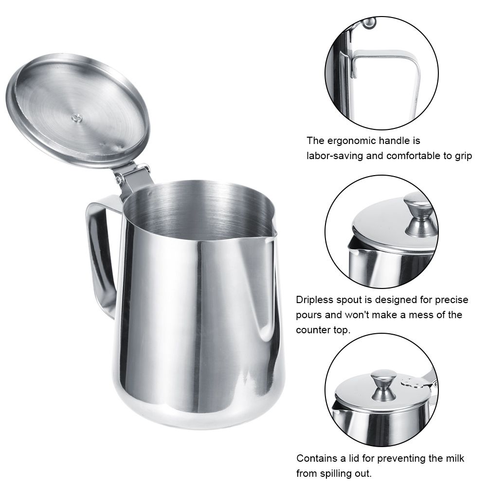 Stainless Steel Thicken Milk Frothing Cup Jug Coffee Pitcher Latte Art with view 12
