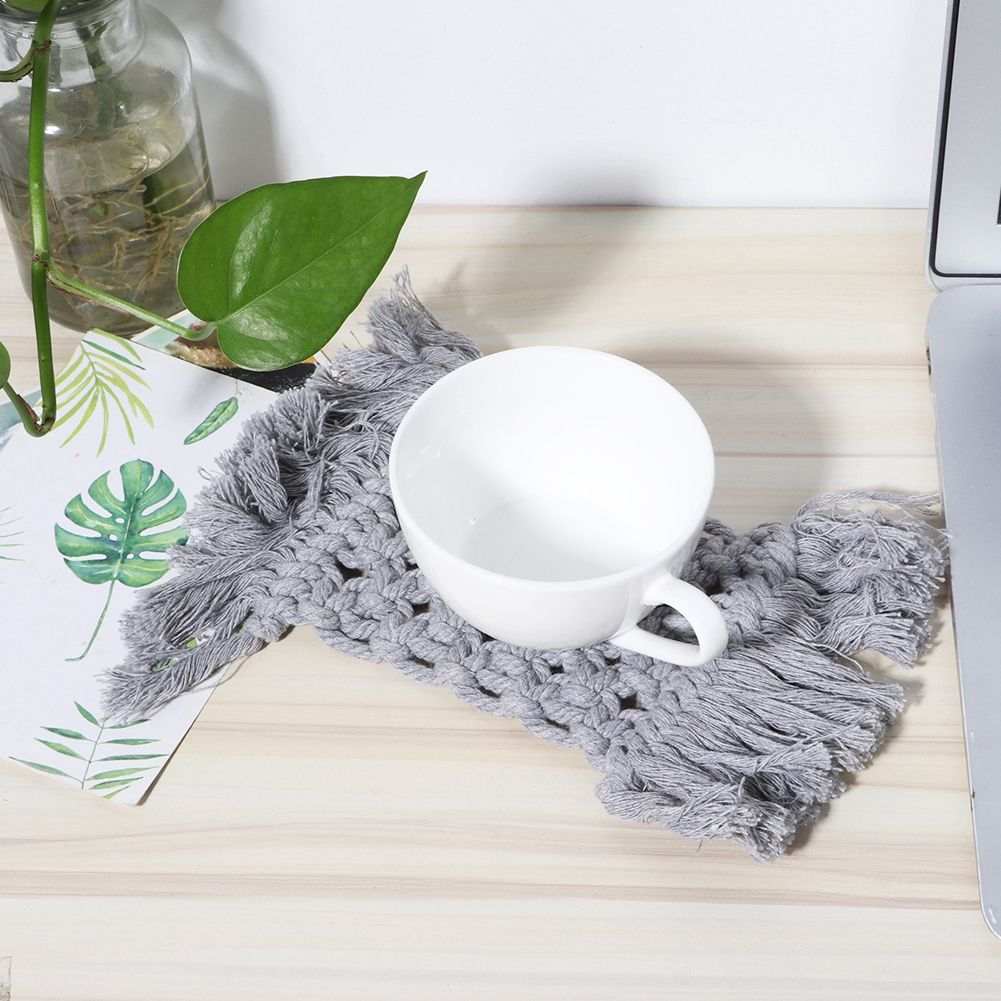 Elegant Anti-Skid Rectangular Cotton Thread Cup Mat Placemat Coffee Mat with