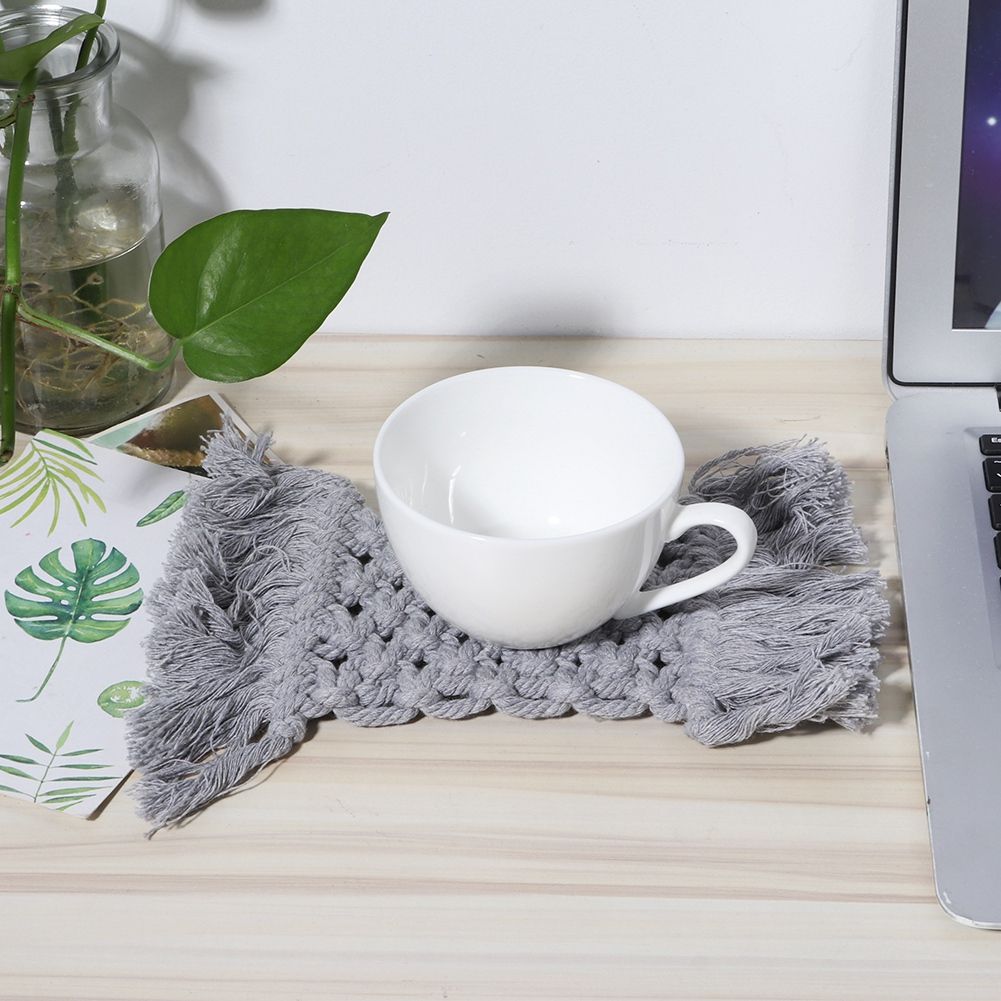 Elegant Anti-Skid Rectangular Cotton Thread Cup Mat Placemat Coffee Mat with view 3