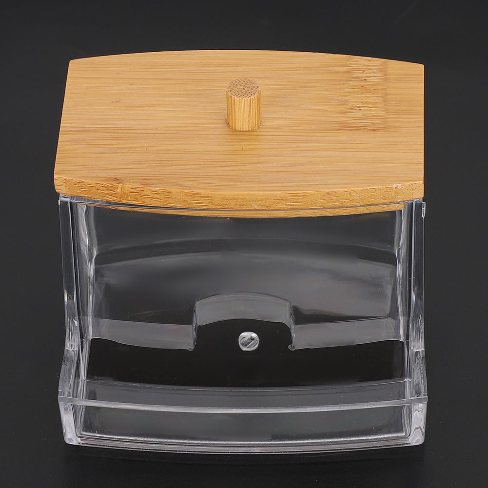 Transparent Seasoning Jar Bamboo Cover Cotton Swab Toothpick Storage Box view 10