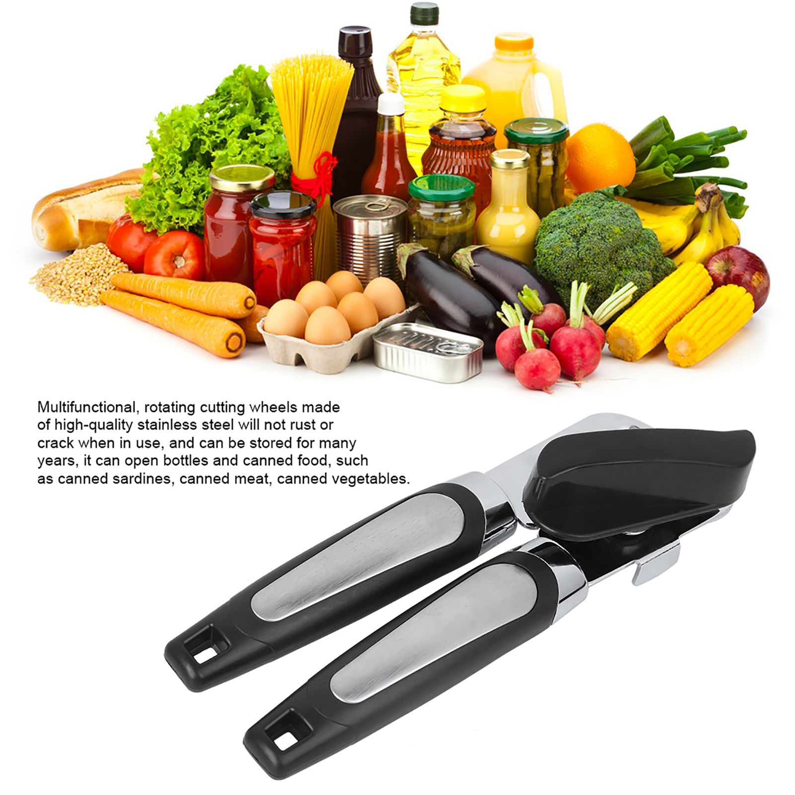 Stainless Steel Cans Opener Multi Function Hand Held Tin Opener for Jar Bottle view 9