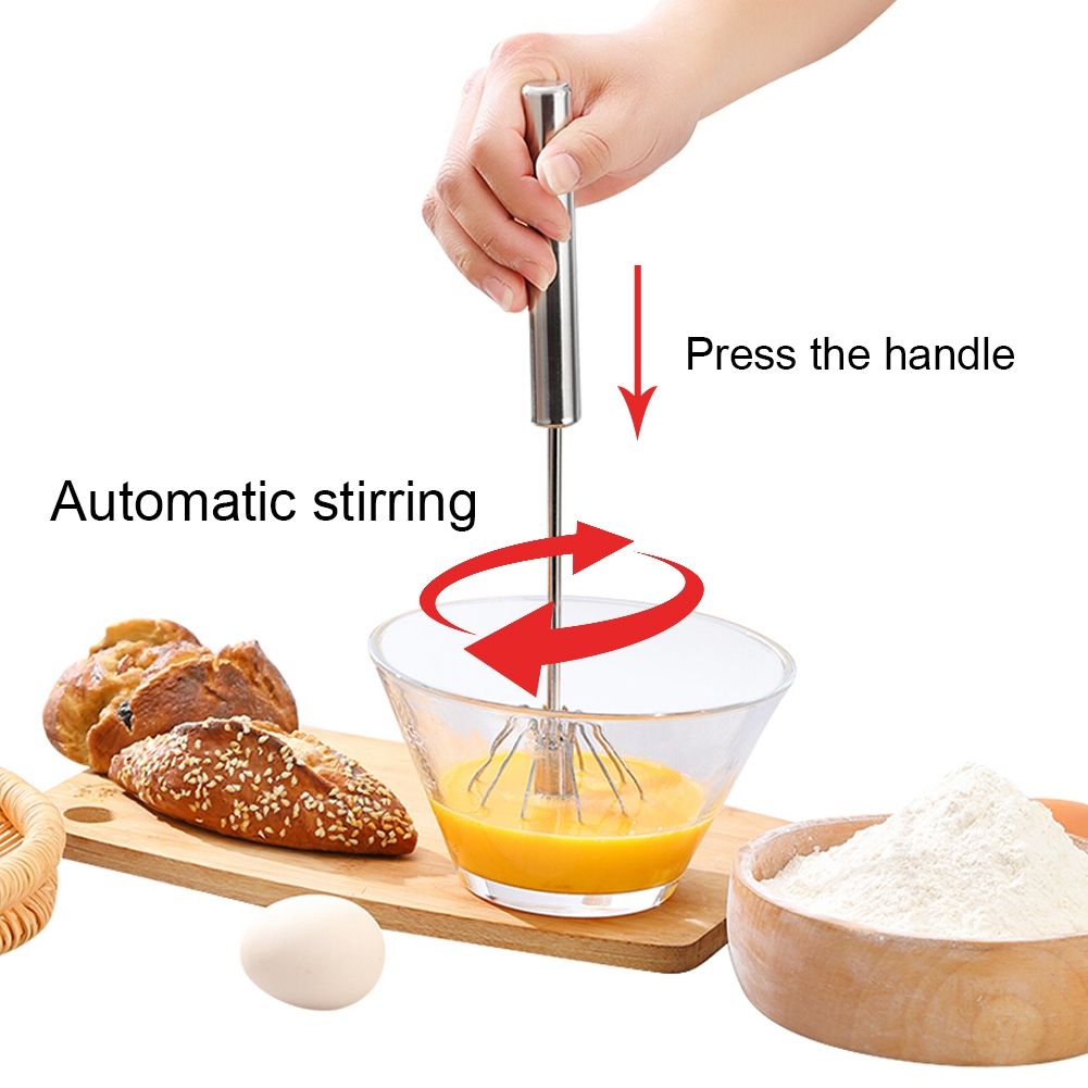 Semi Automatic Stainless Steel Egg Beater Mixer Blender Milk Frother Kitchen view 7