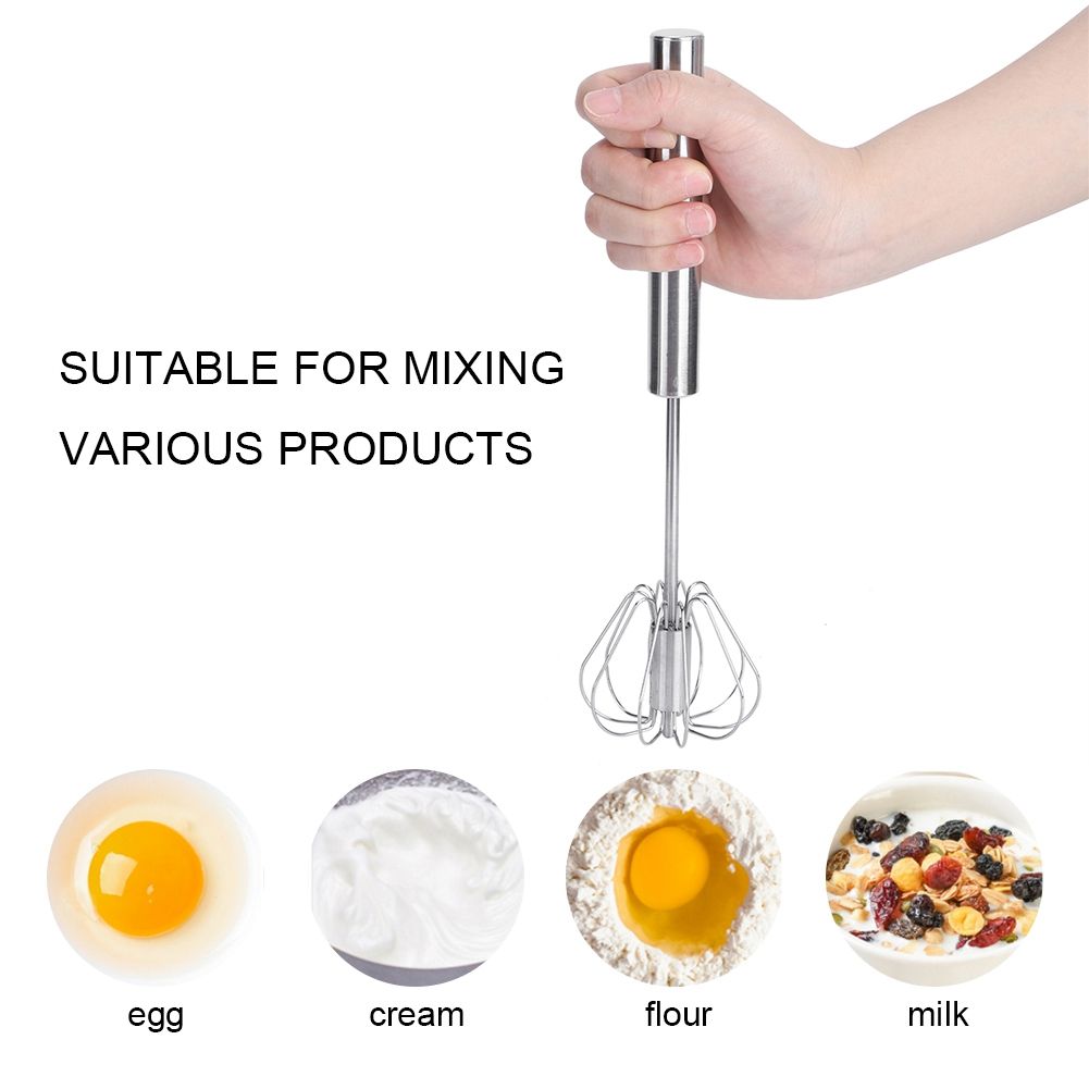 Semi Automatic Stainless Steel Egg Beater Mixer Blender Milk Frother Kitchen view 8