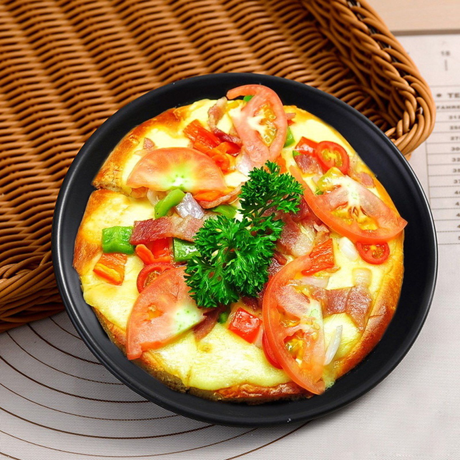 Pizza Pan Non-Stick Round Pie Cake Bread Mold Carbon Steel Baking Dish Pan view 4
