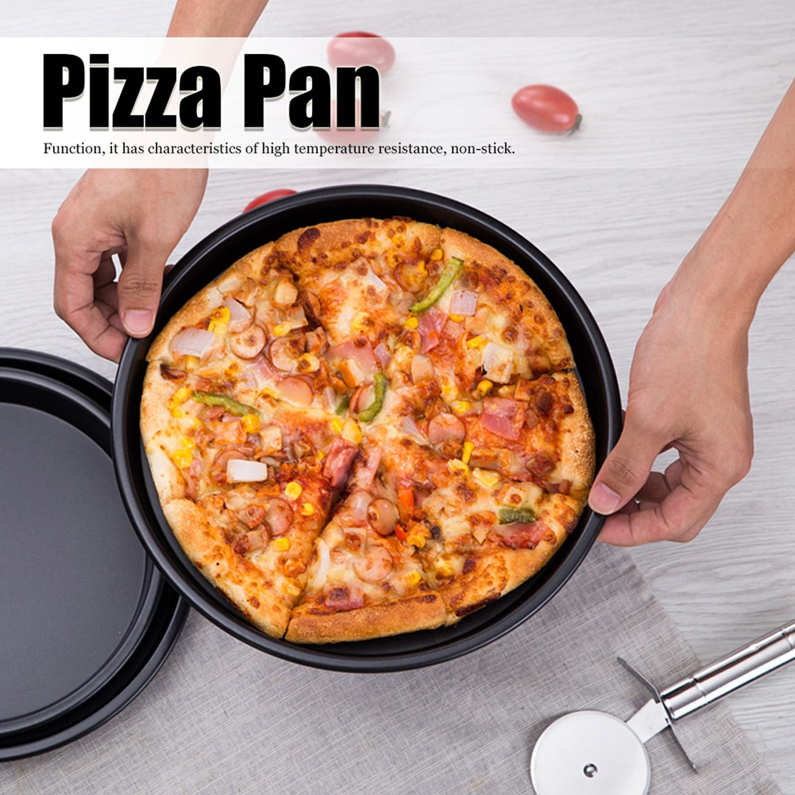 Pizza Pan Non-Stick Round Pie Cake Bread Mold Carbon Steel Baking Dish Pan view 7