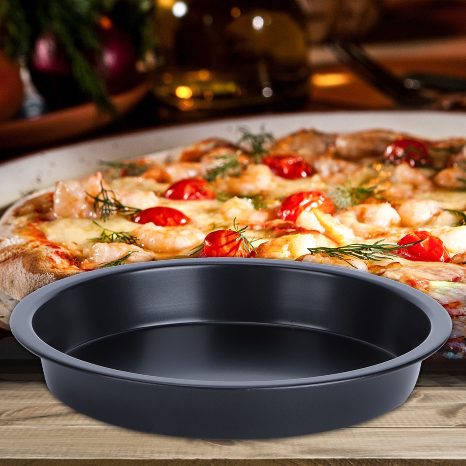 Pizza Pan Non-Stick Round Pie Cake Bread Mold Carbon Steel Baking Dish Pan view 6
