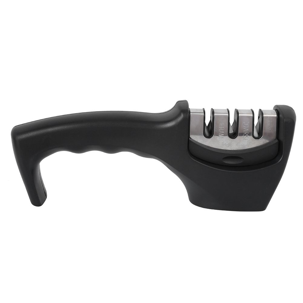 Black Thicken 3 Stage Manual Cutting Knife Sharpener Kitchen Grinding view 2