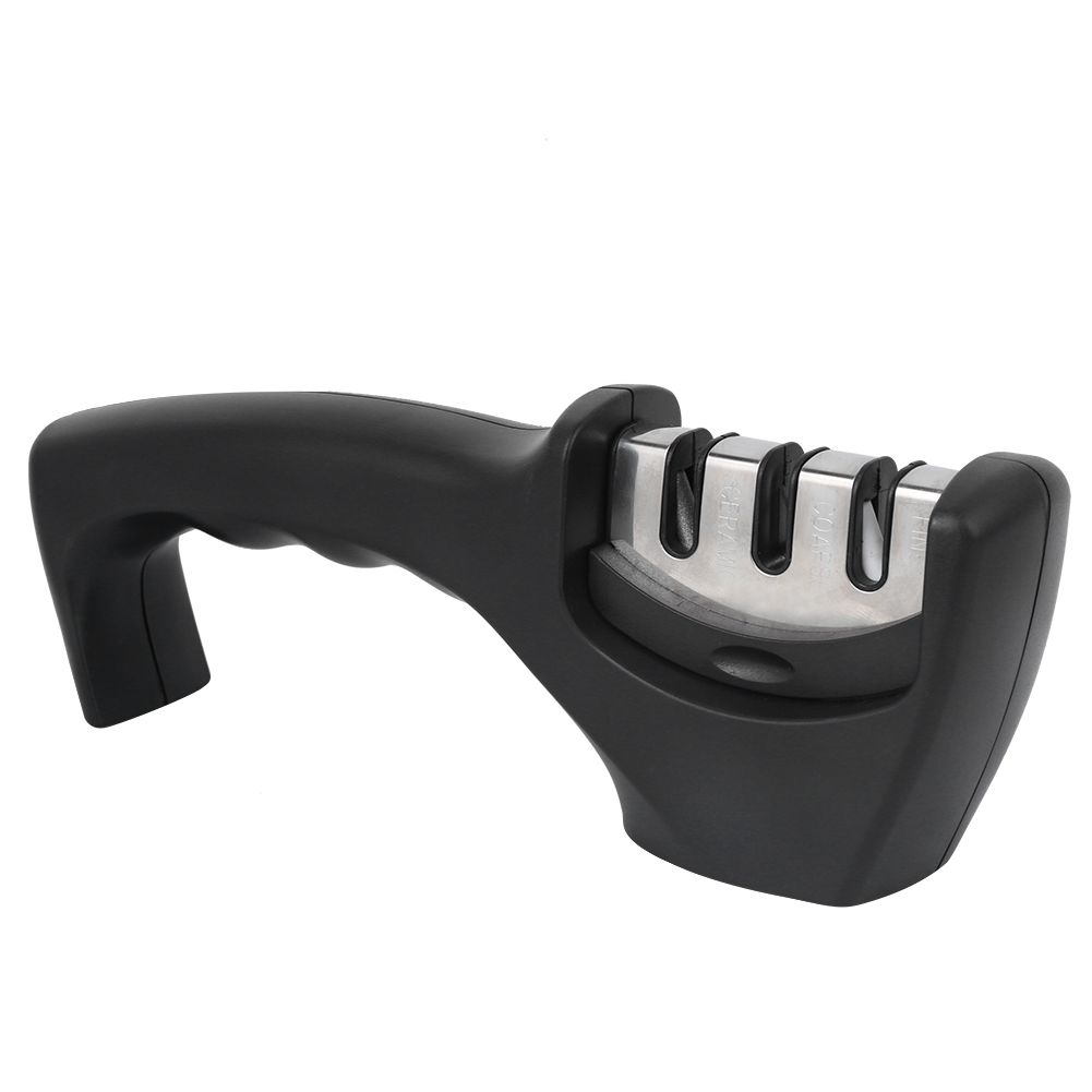 Black Thicken 3 Stage Manual Cutting Knife Sharpener Kitchen Grinding view 5