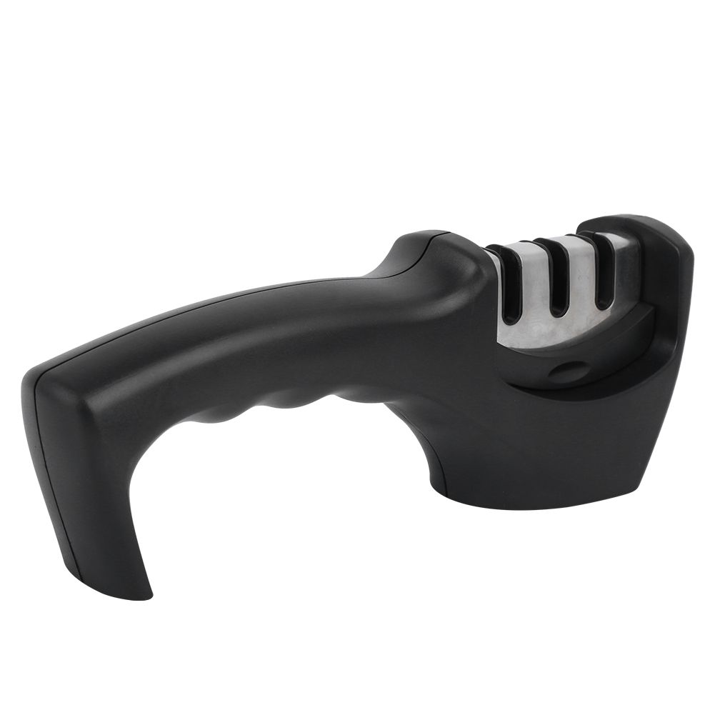 Black Thicken 3 Stage Manual Cutting Knife Sharpener Kitchen Grinding view 6