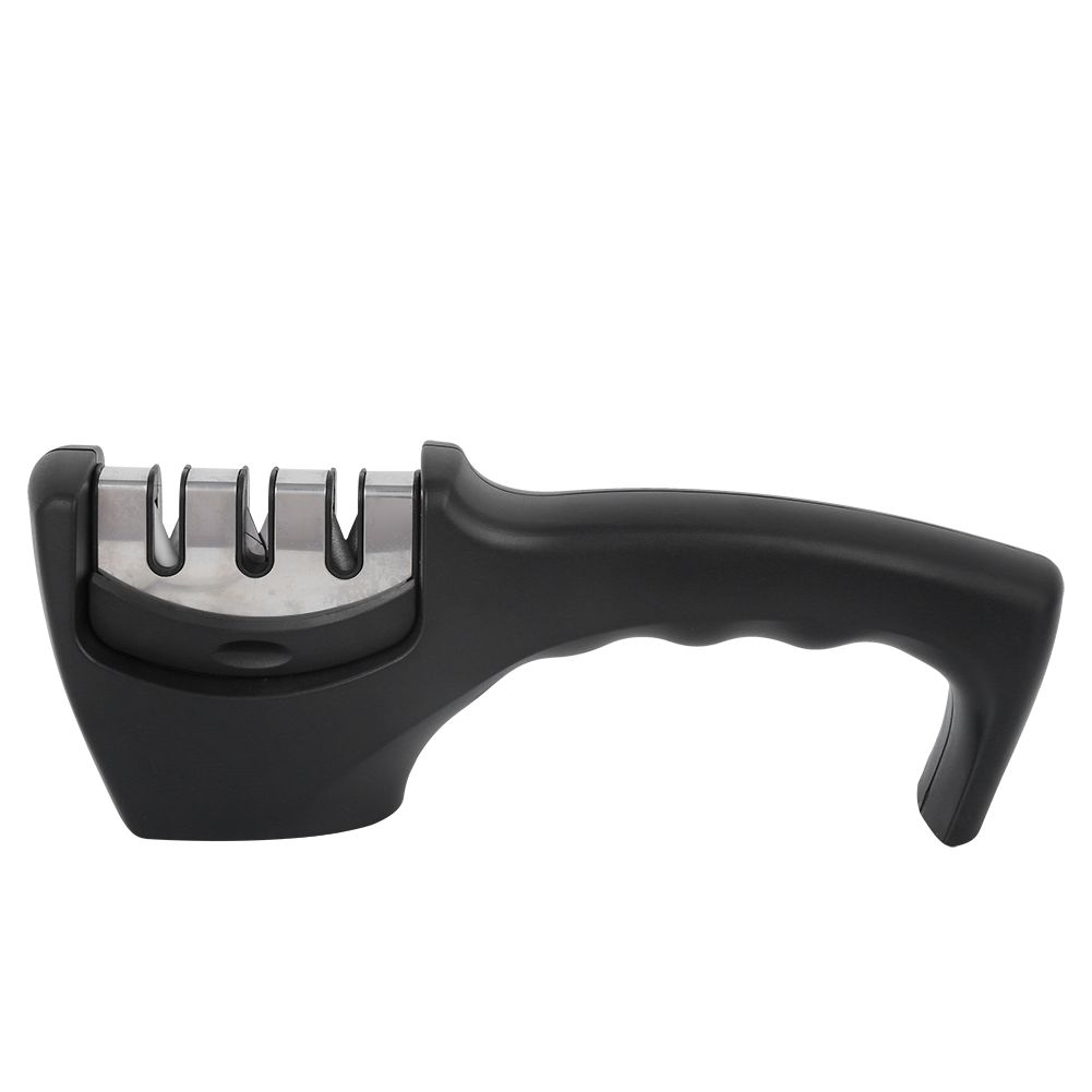 Black Thicken 3 Stage Manual Cutting Knife Sharpener Kitchen Grinding view 8