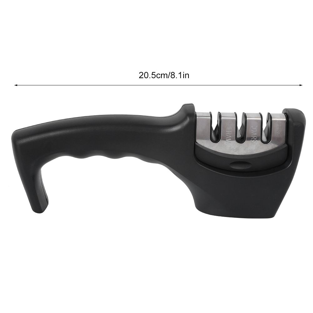 Black Thicken 3 Stage Manual Cutting Knife Sharpener Kitchen Grinding view 11
