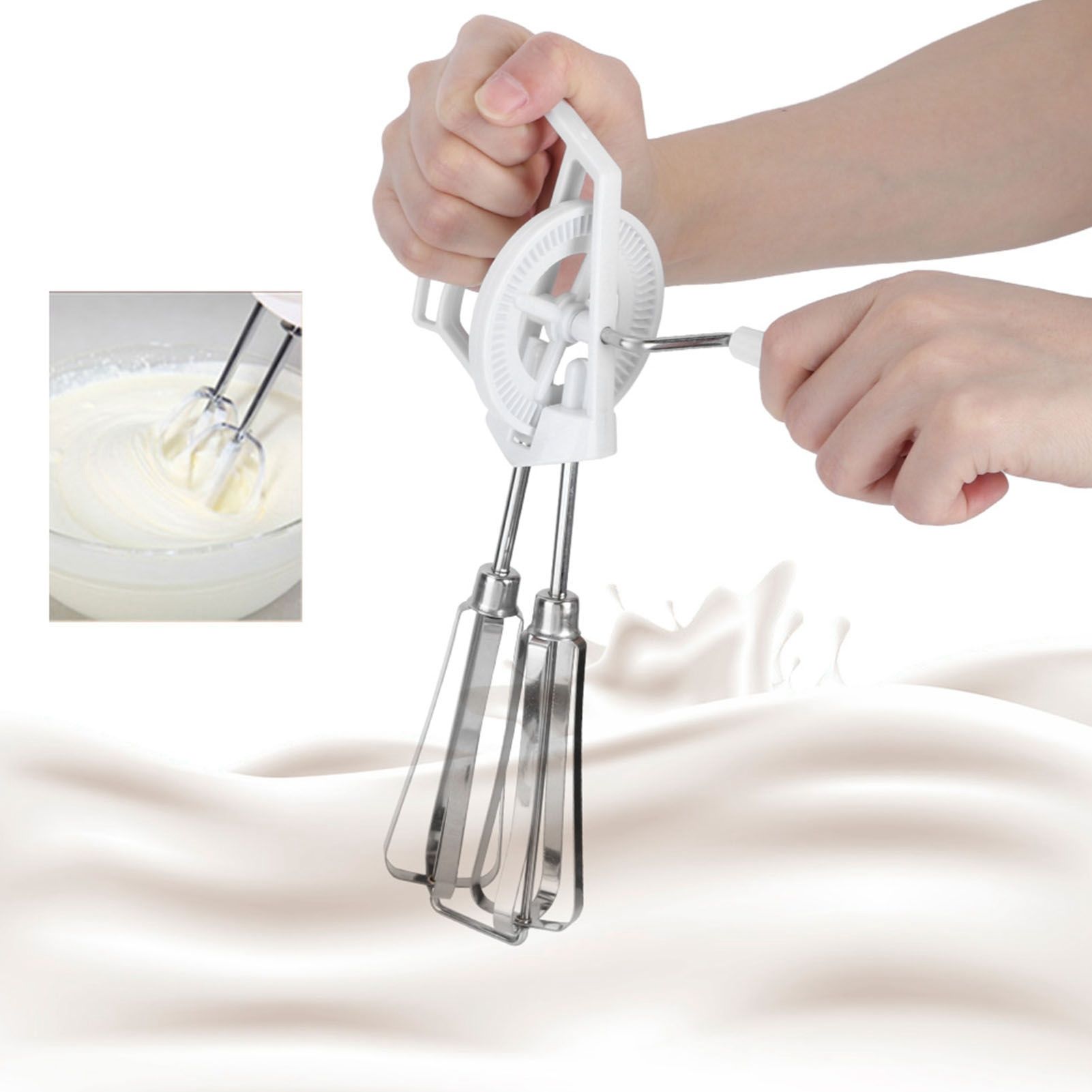 Stainless Steel Handheld Manual Egg Blender Mixer Beater Home Kitchen Cooking Tool view 11