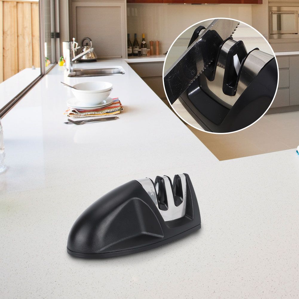 2Pcs 2-Slot Flat Bottom Kitchen Sharpener Multifunctional Household Knife view 9