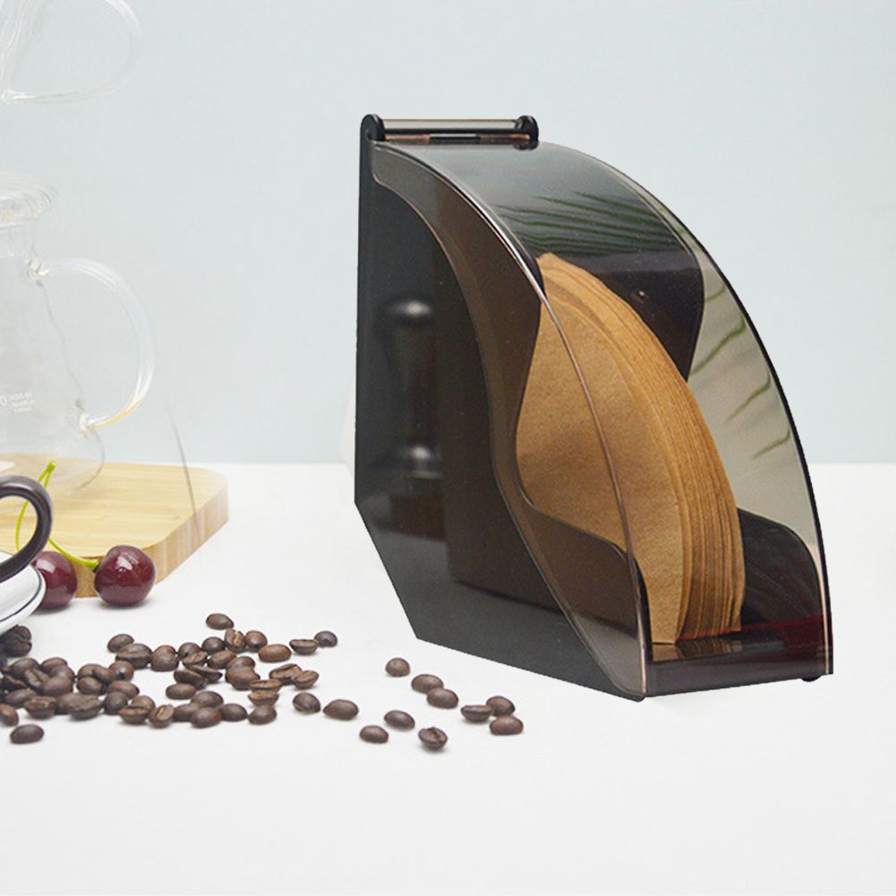 Acrylic Dust - Proof Coffee Filter Paper Holder Storage Dispenser Rack With view 9