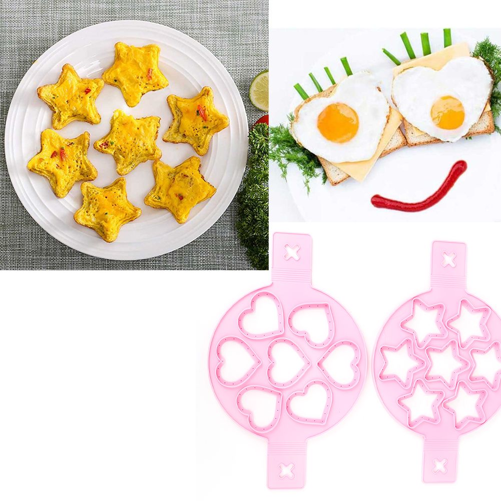 2Pcs Silicone Egg Ring Pancake Maker Non-stick Egg Cooker Pan Flip Mold DIY view 6
