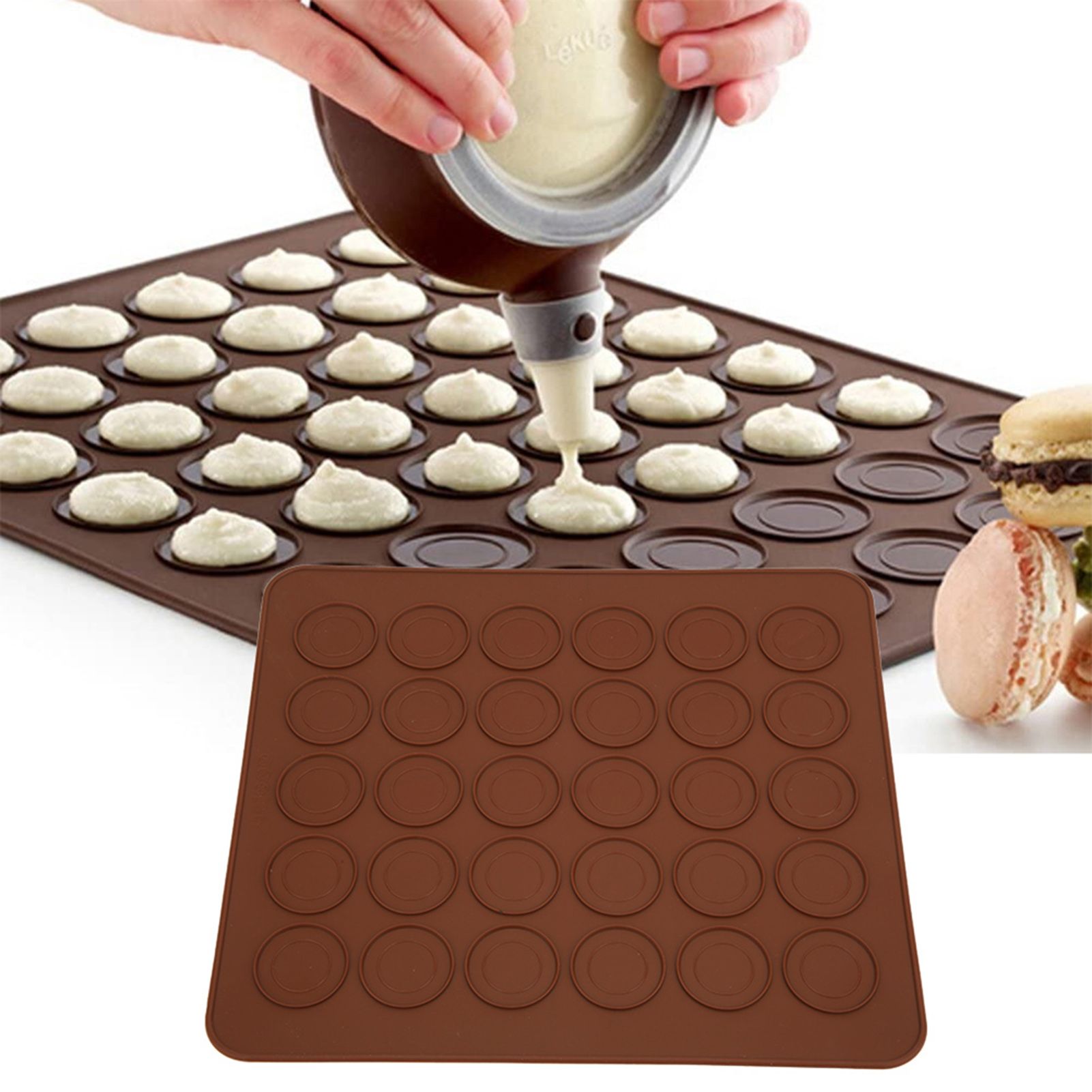 2Pcs 30 Holes Silicone Non-Stick Macaron Pad Oven Mat Kitchen Baking Tool view 9