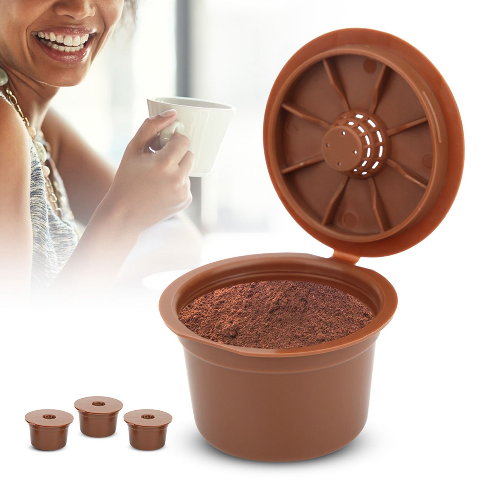 3Pcs Reusable Refillable Coffee Capsule Filter Cup Replacement Accessories Fit