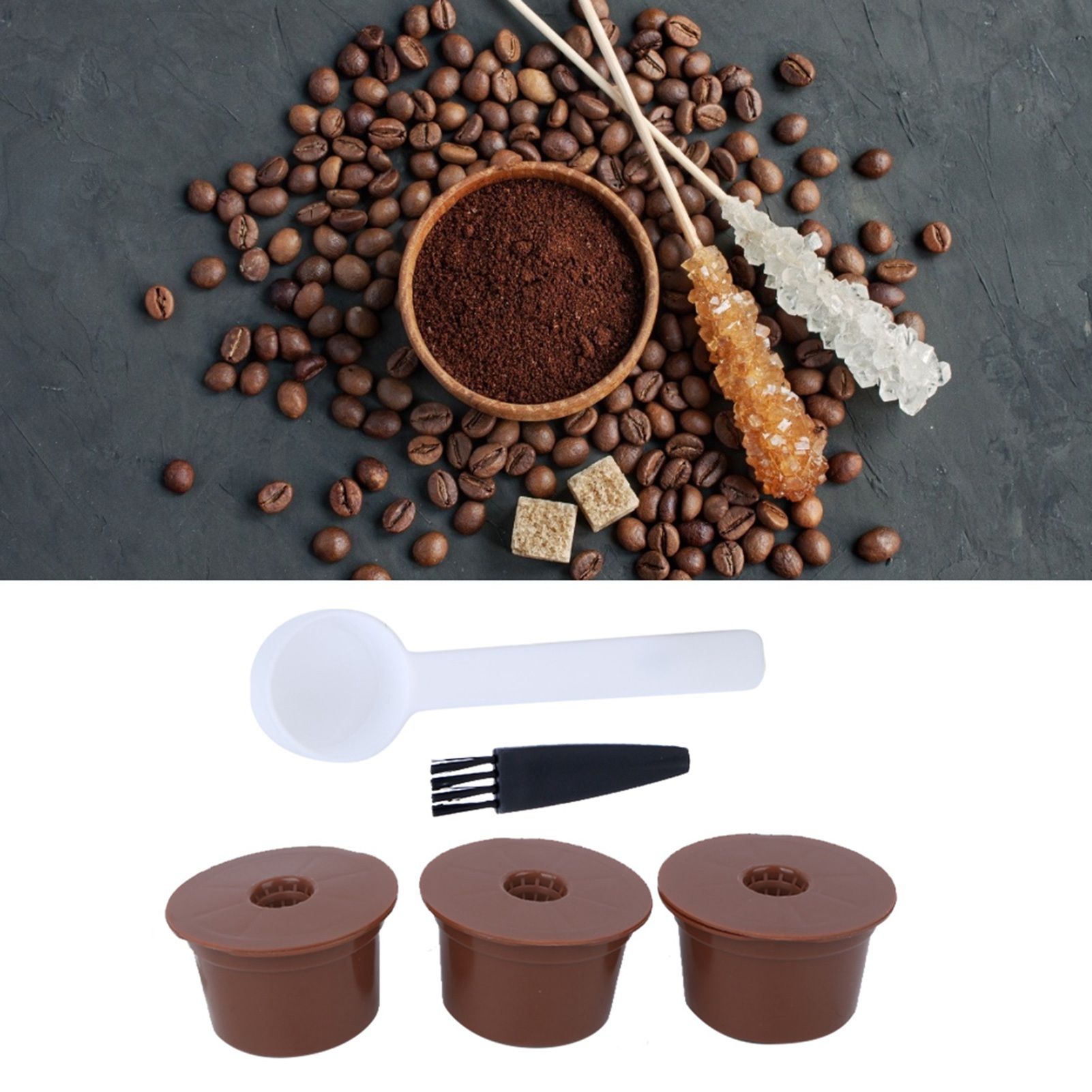 Reusable Refillable Coffee Capsule Filter Cup Brush Spoon Kit Accessory for view 11