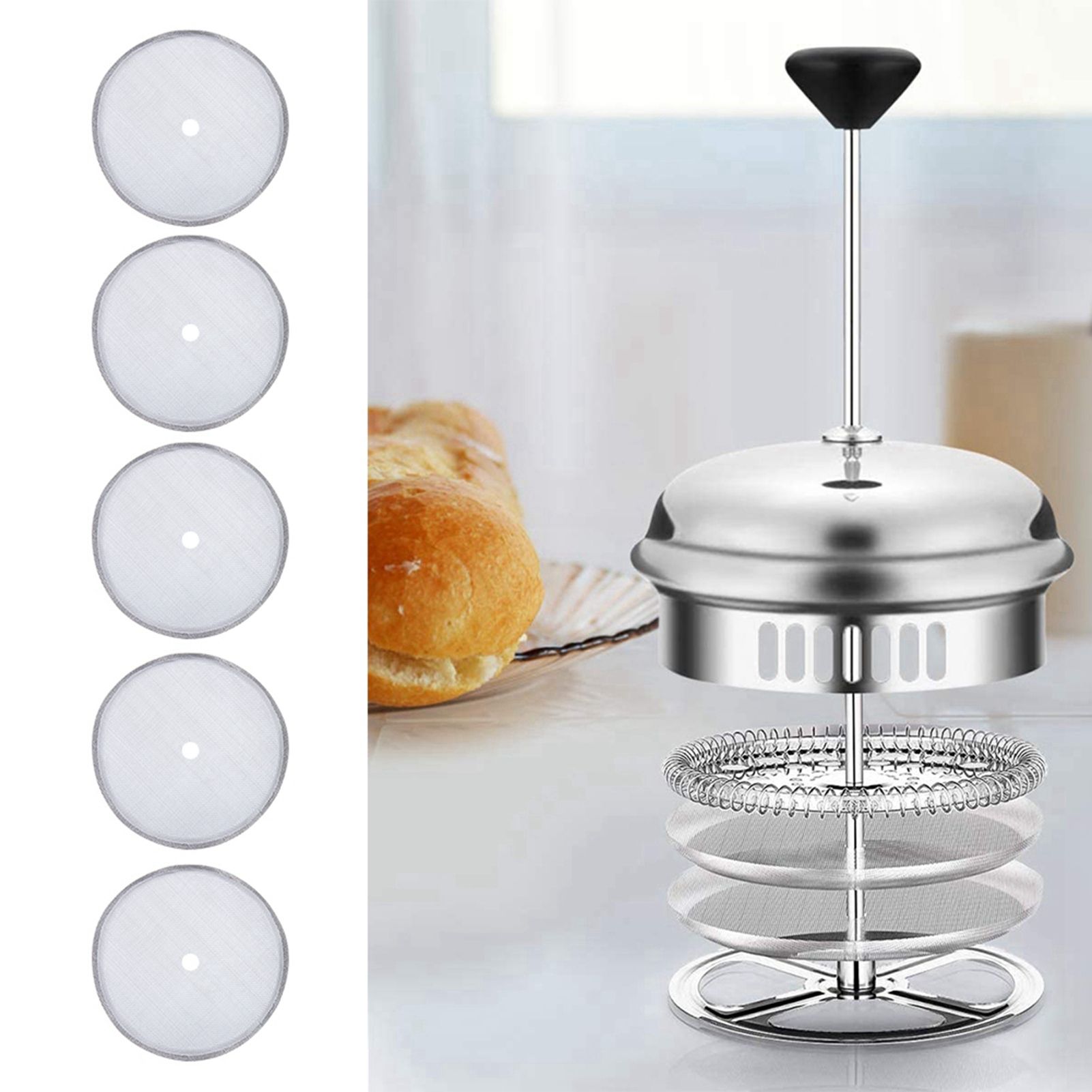 5Pcs Stainless Steel Coffee Filter for 600ml French Press Coffee Pot Mesh view 9
