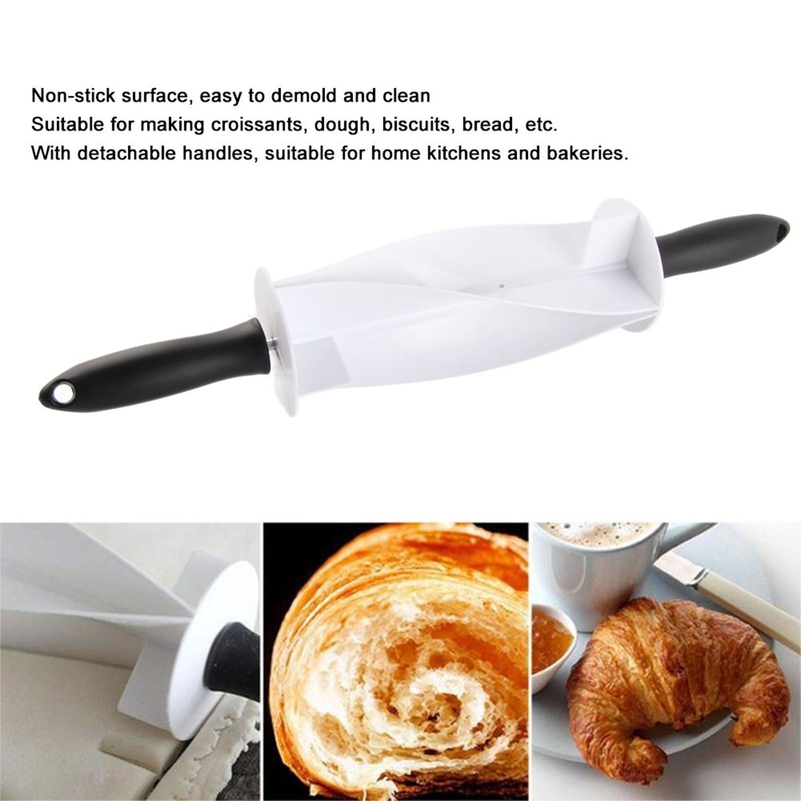 Multifunction Kitchen Non‑Stick Croissant Bread Rolling Cutter Roller DIY view 11