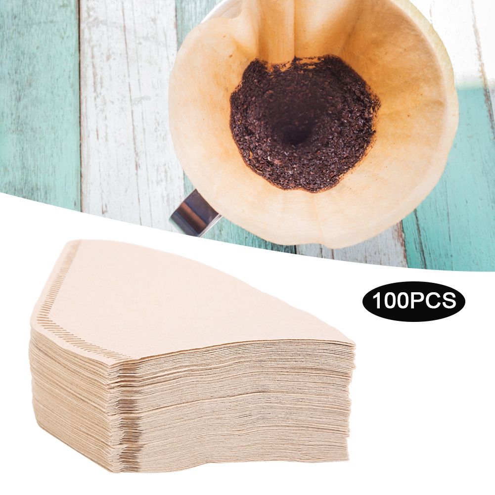100Pcs FanShaped Disposable Coffee Filter Paper Kit Replacement Coffee Making