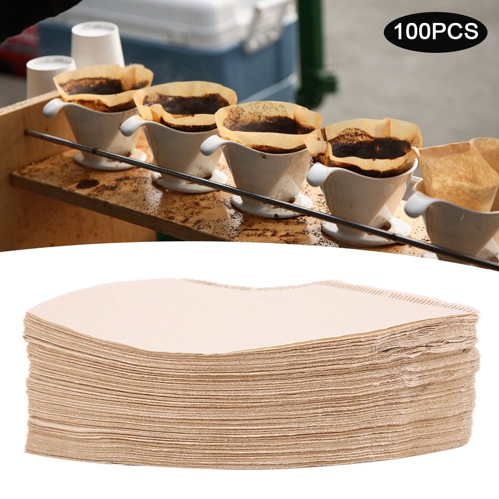 100Pcs FanShaped Disposable Coffee Filter Paper Kit Replacement Coffee Making view 3