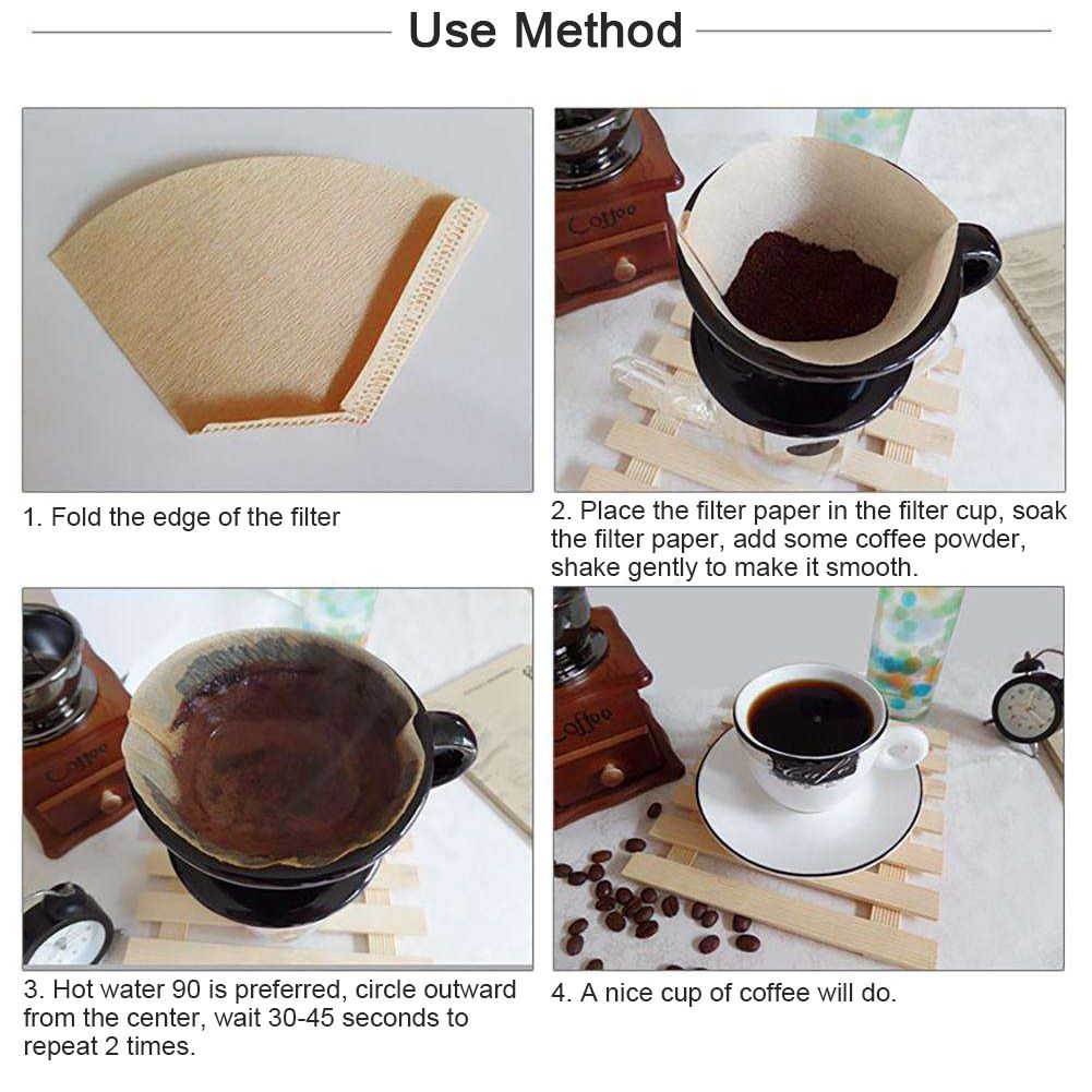 100Pcs FanShaped Disposable Coffee Filter Paper Kit Replacement Coffee Making view 12