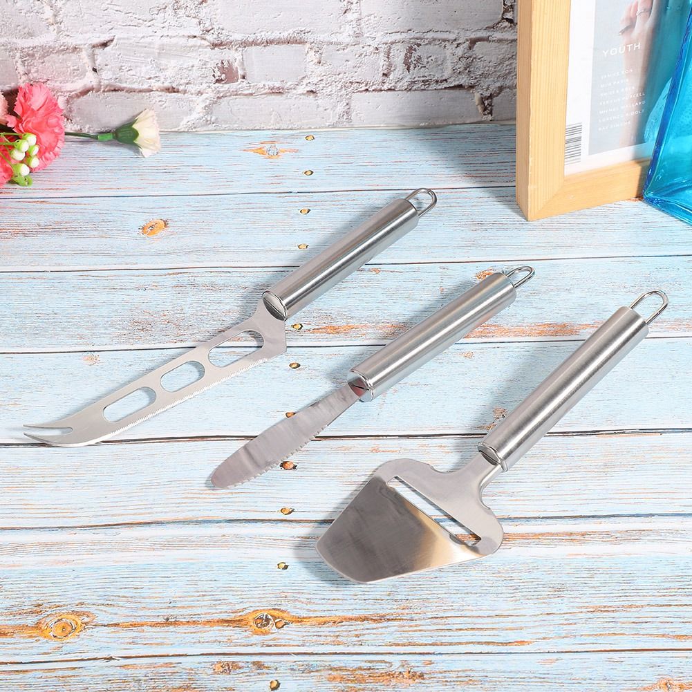 3Pcs/Set Household Stainless Steel Cheese Cutter Knife Butter Scraper Kitchen view 8