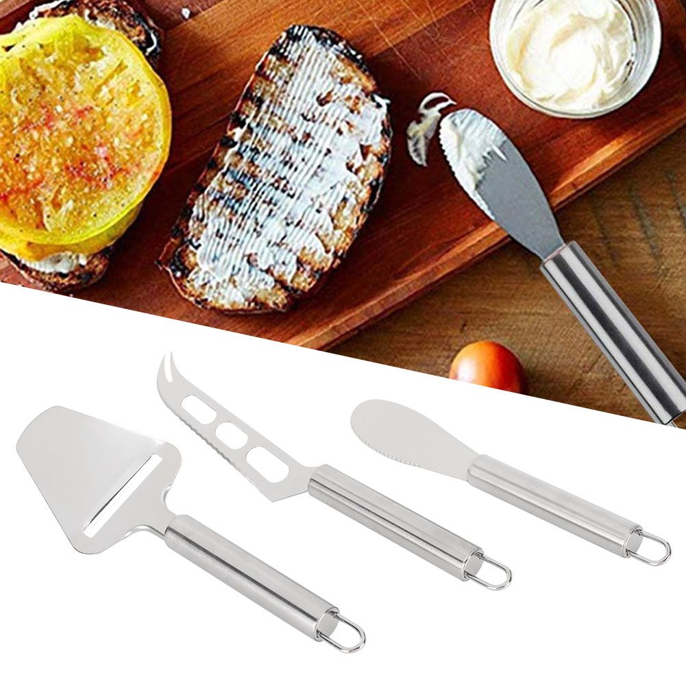 3Pcs/Set Household Stainless Steel Cheese Cutter Knife Butter Scraper Kitchen view 9