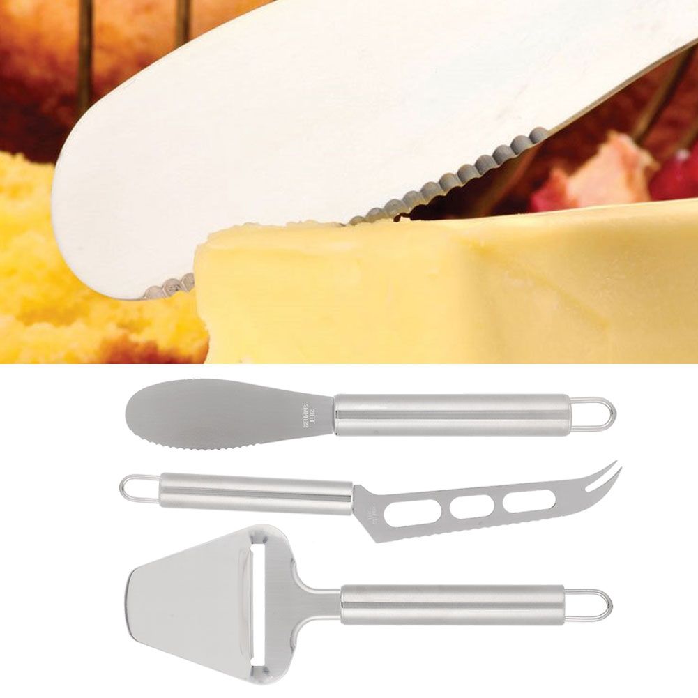 3Pcs/Set Household Stainless Steel Cheese Cutter Knife Butter Scraper Kitchen view 10