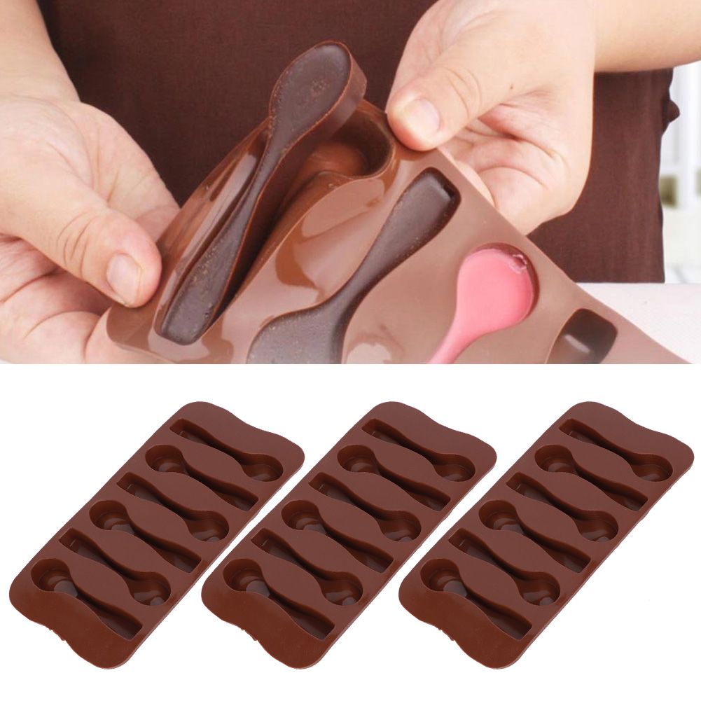 3Pcs DIY Non‑Stick Silicone Spoon‑Shaped Cake Chocolate Baking