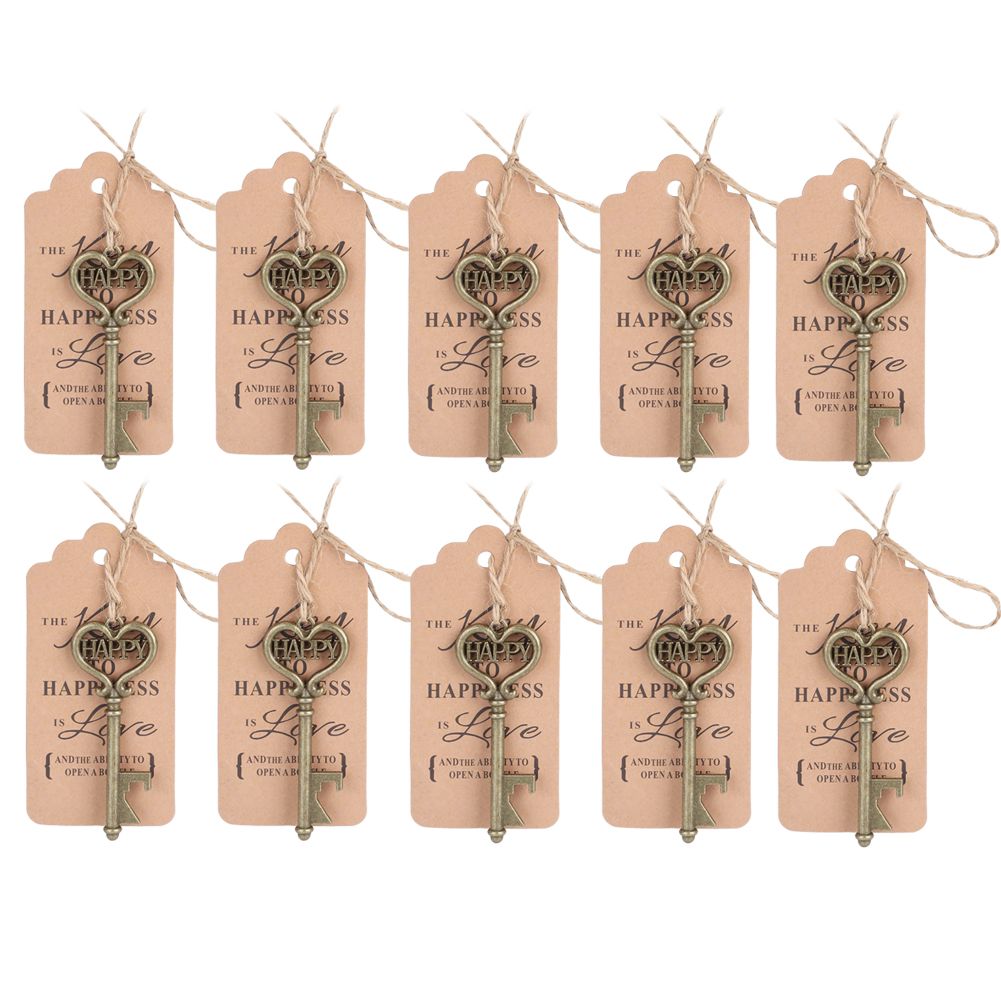 10pcs Vintage Key Bottle Opener with Tag Card for Guest Gift Birthdays Wedding view 2