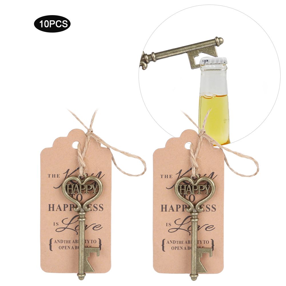10pcs Vintage Key Bottle Opener with Tag Card for Guest Gift Birthdays Wedding view 3