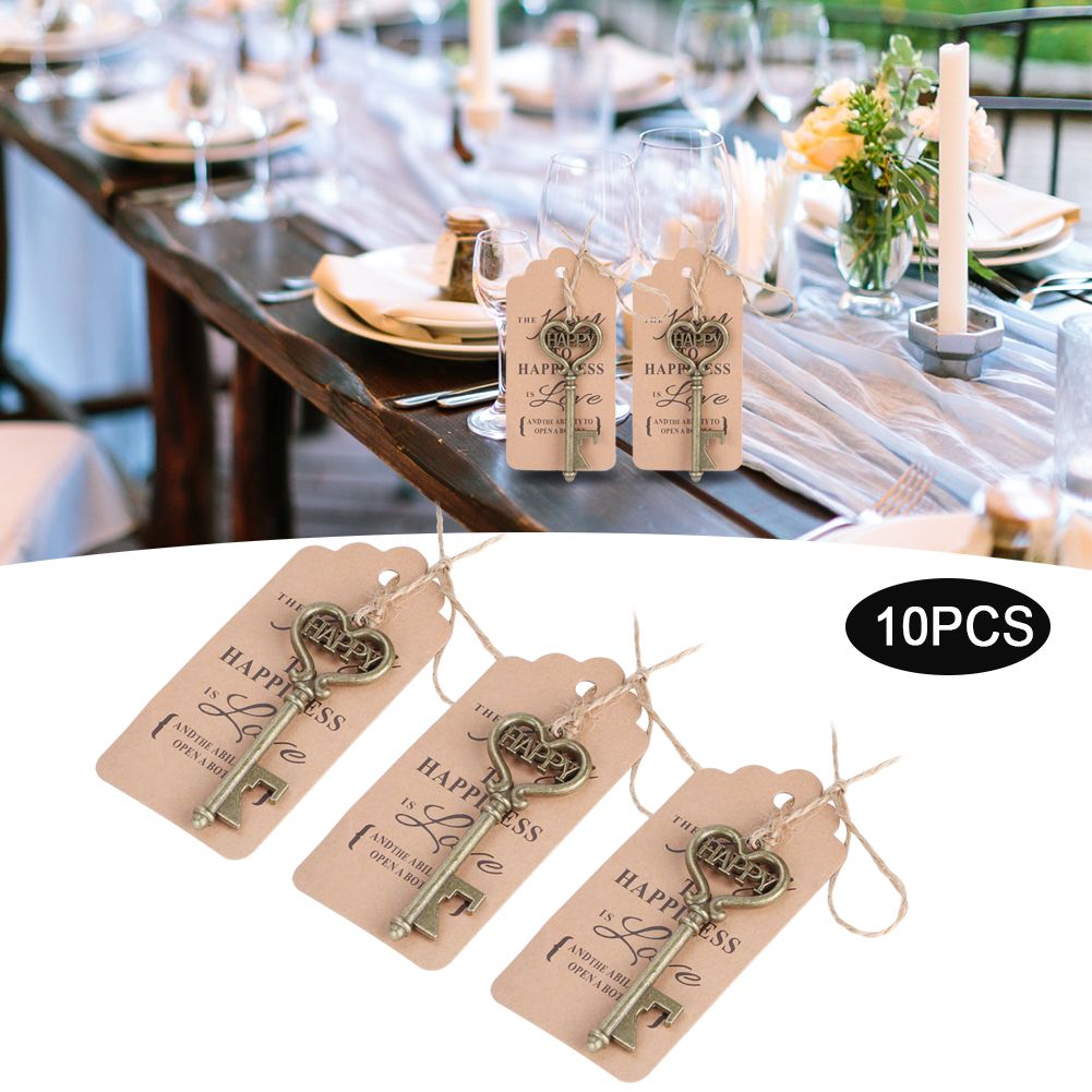 10pcs Vintage Key Bottle Opener with Tag Card for Guest Gift Birthdays Wedding view 4