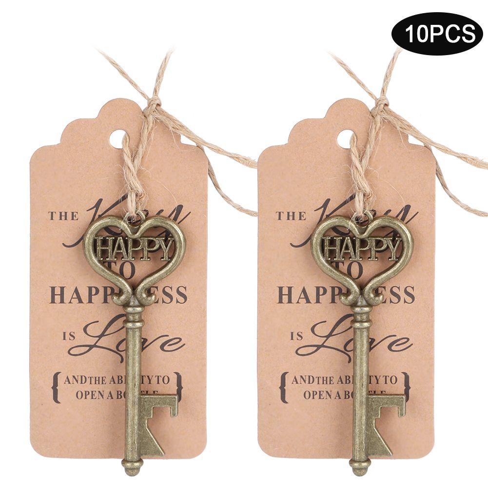 10pcs Vintage Key Bottle Opener with Tag Card for Guest Gift Birthdays Wedding view 5