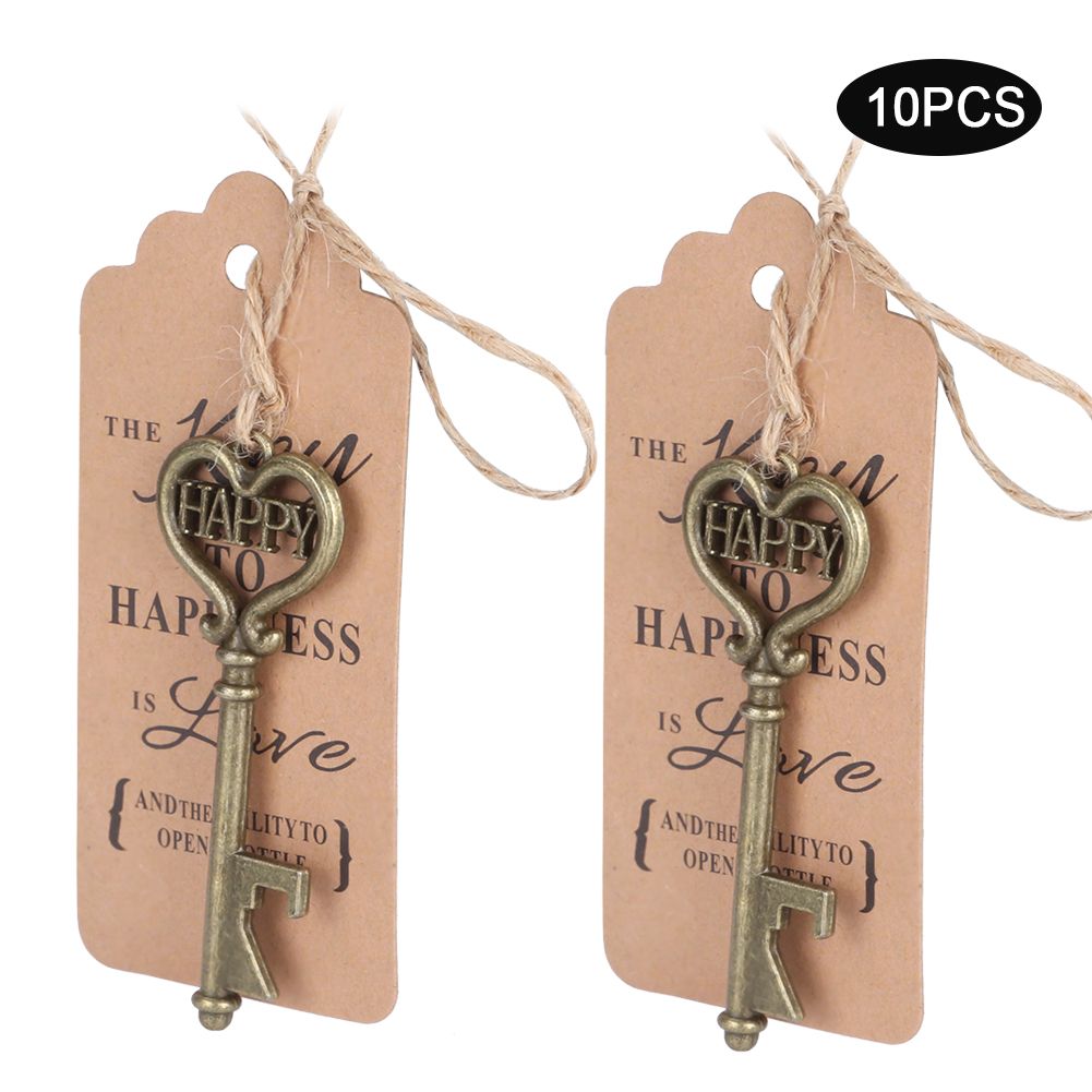 10pcs Vintage Key Bottle Opener with Tag Card for Guest Gift Birthdays Wedding view 6
