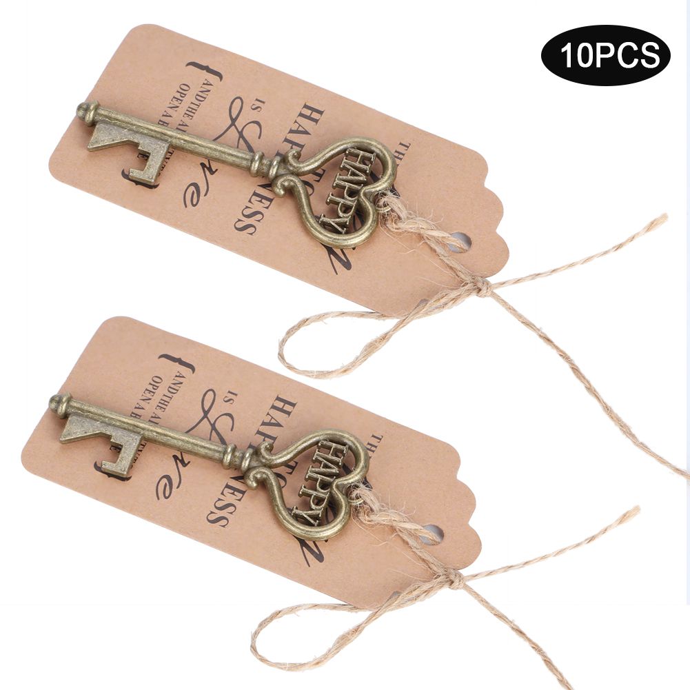 10pcs Vintage Key Bottle Opener with Tag Card for Guest Gift Birthdays Wedding view 8