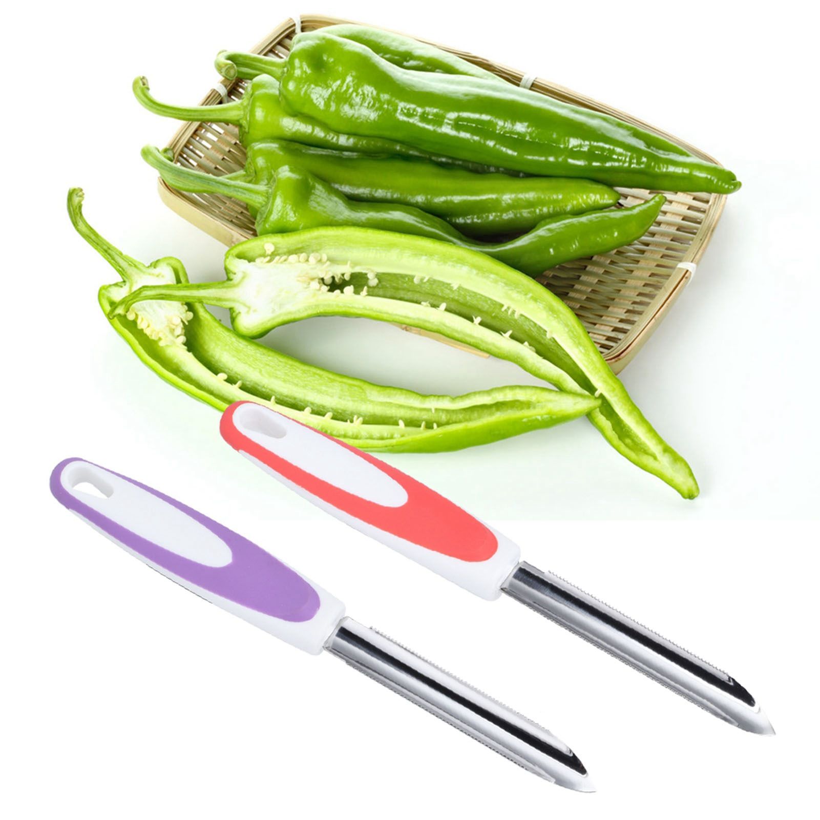 2Pcs Stainless Steel Fruit Pepper Corer Core Remover Tools Kitchen Supplies view 11