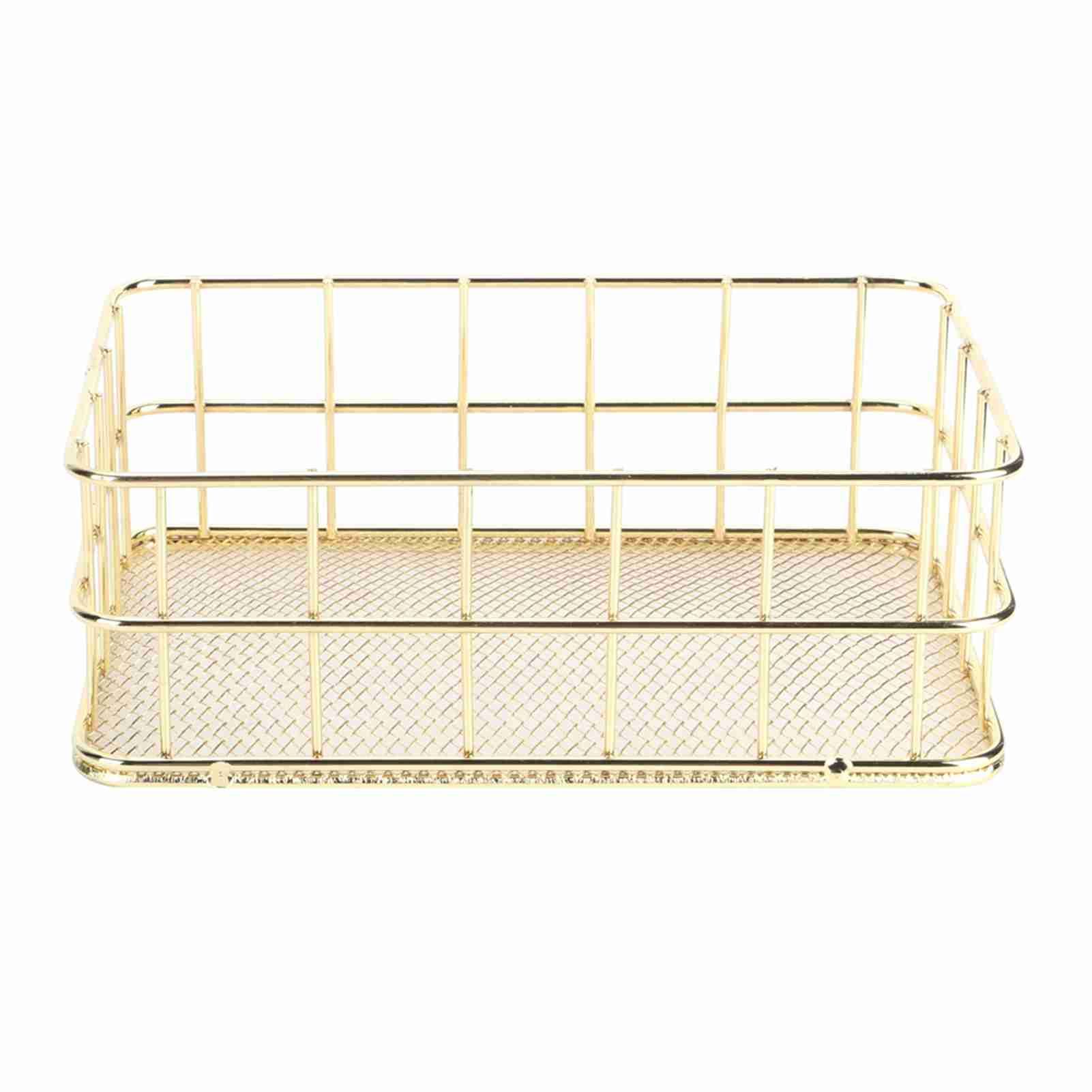 Golden Iron Storage Basket Multifunctional Wire Mesh Desktop Storage Organizer view 2