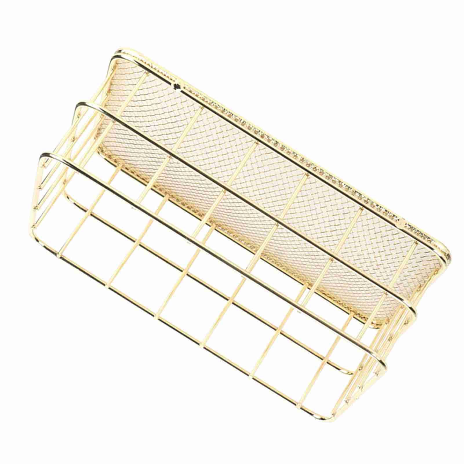 Golden Iron Storage Basket Multifunctional Wire Mesh Desktop Storage Organizer view 3