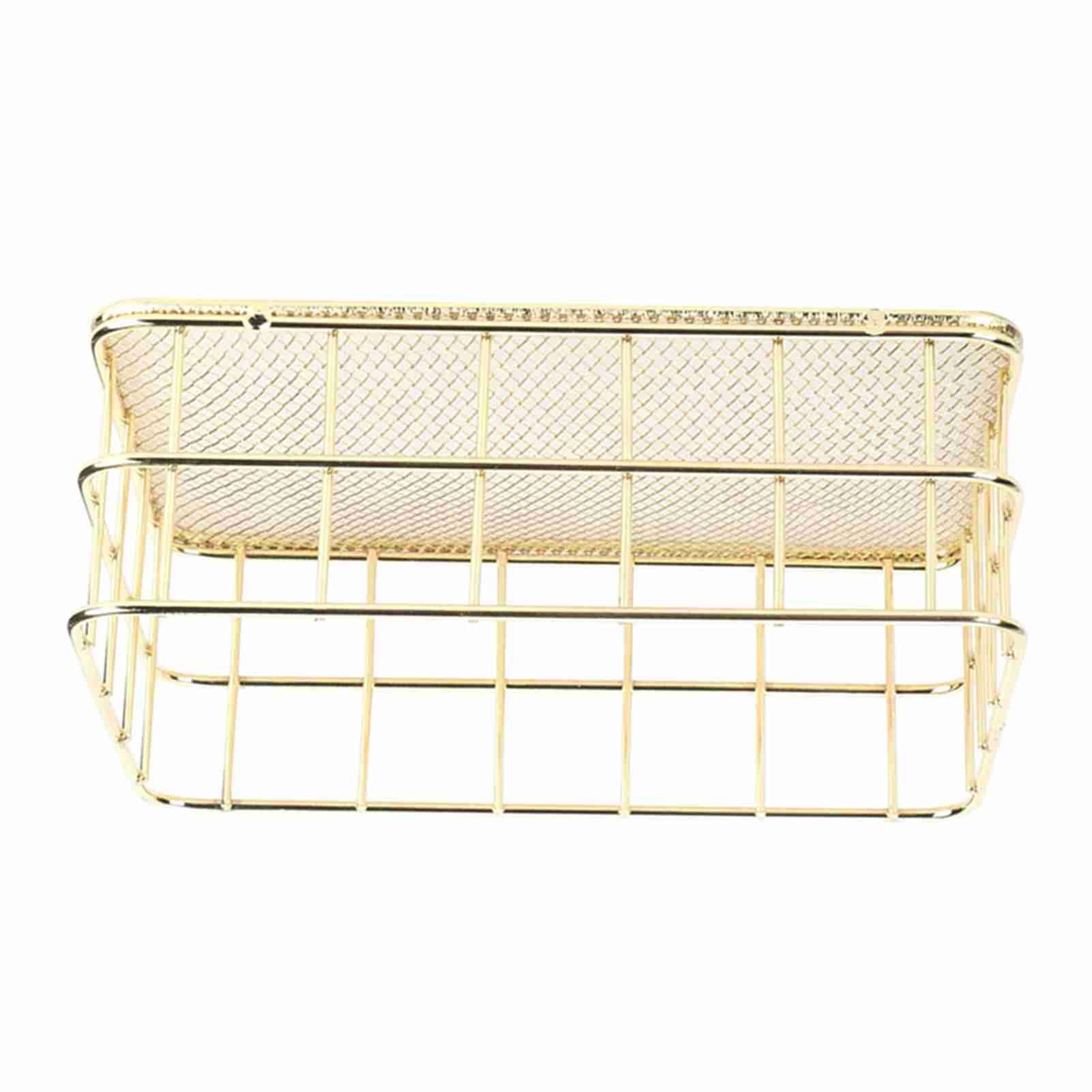 Golden Iron Storage Basket Multifunctional Wire Mesh Desktop Storage Organizer view 4