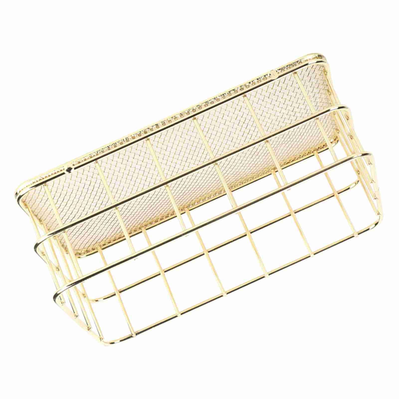 Golden Iron Storage Basket Multifunctional Wire Mesh Desktop Storage Organizer view 5
